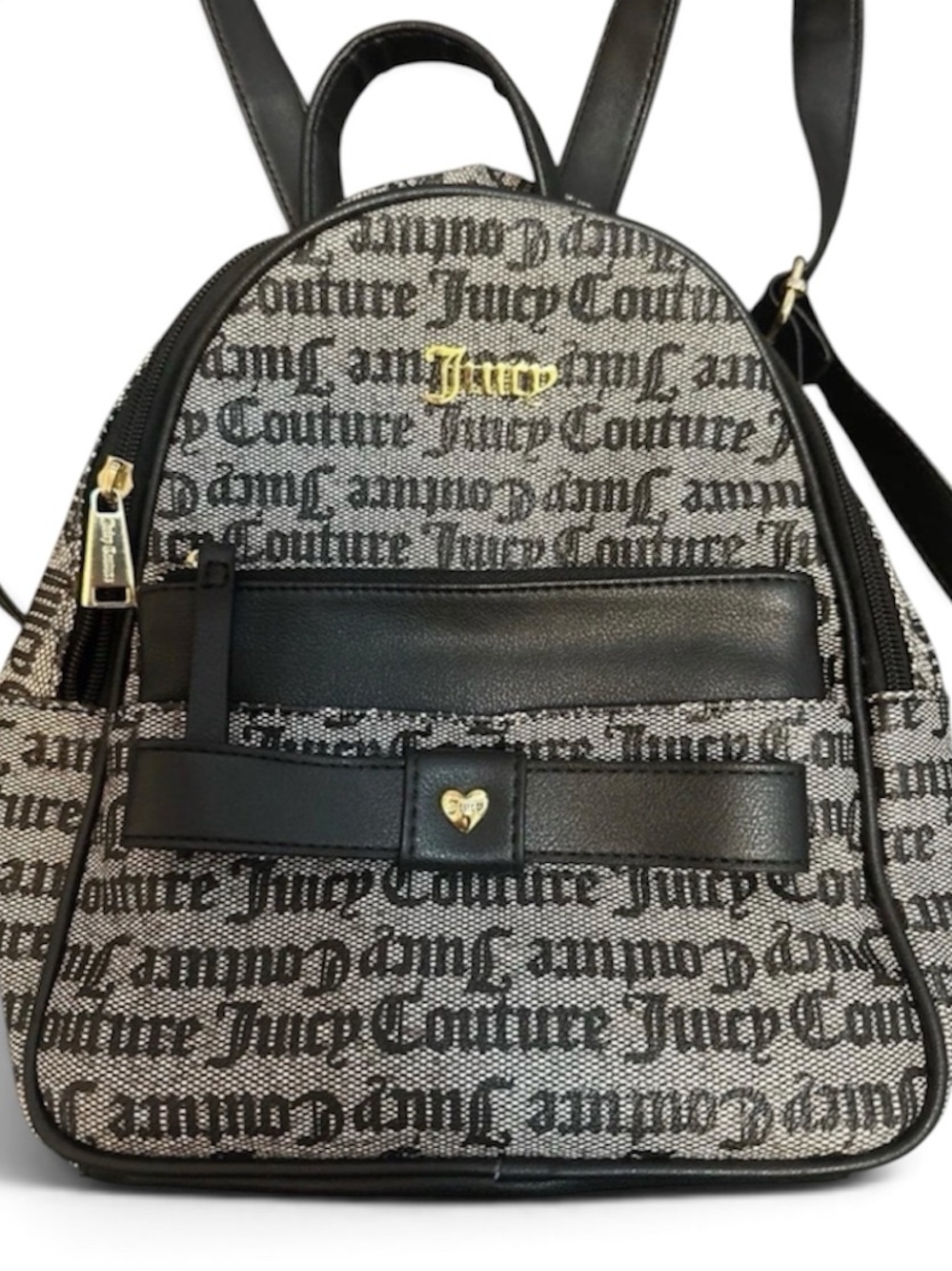 Juicy Couture Black Logo Print Mini Backpack & Pouch Set